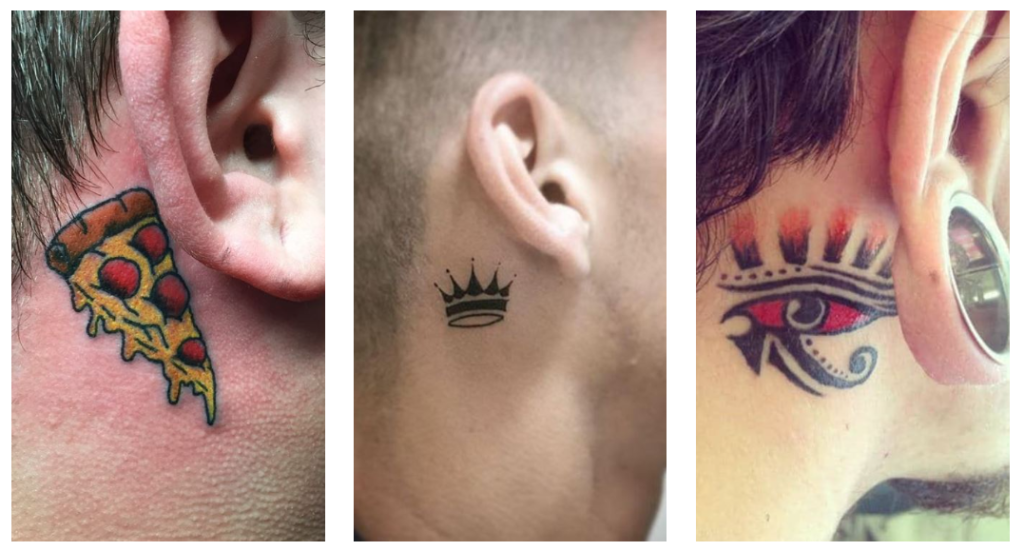 behind the ear tattoos men