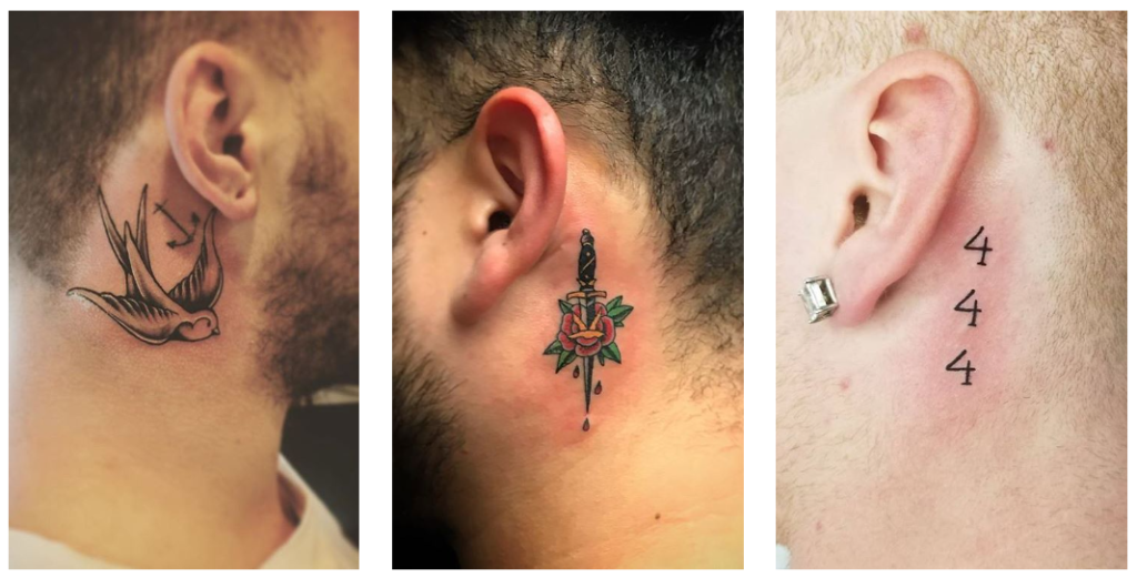 behind the ear tattoos men