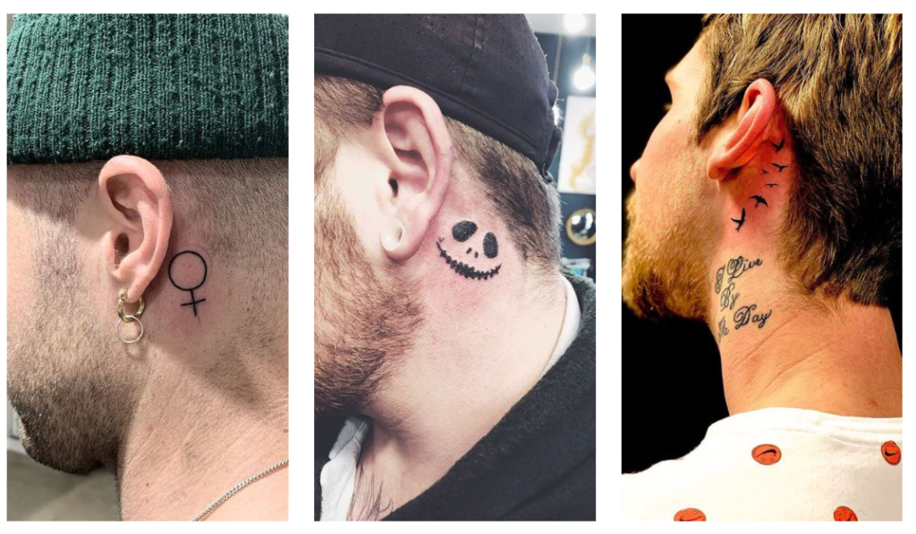 behind the ear tattoos men