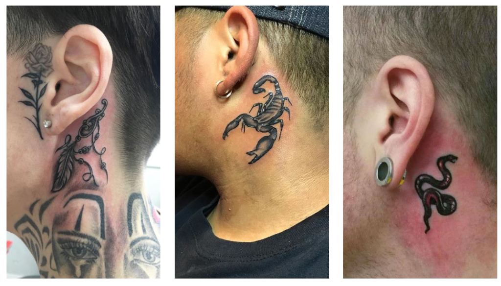 behind the ear tattoos men