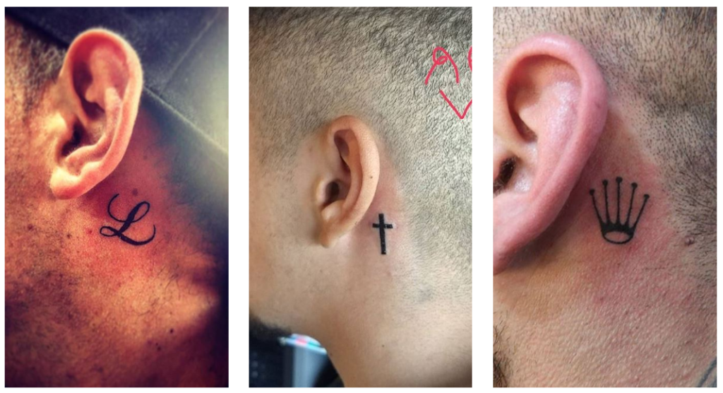 behind the ear tattoos men