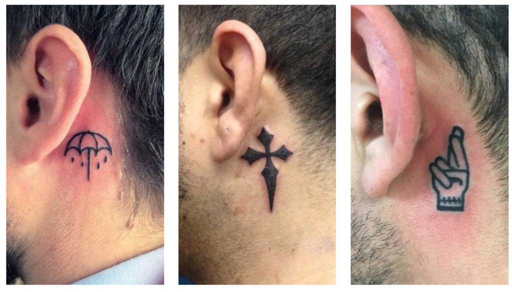 behind the ear tattoos men