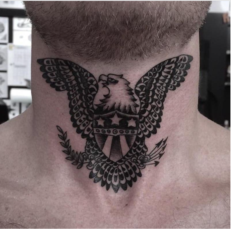 neck eagle tattoo