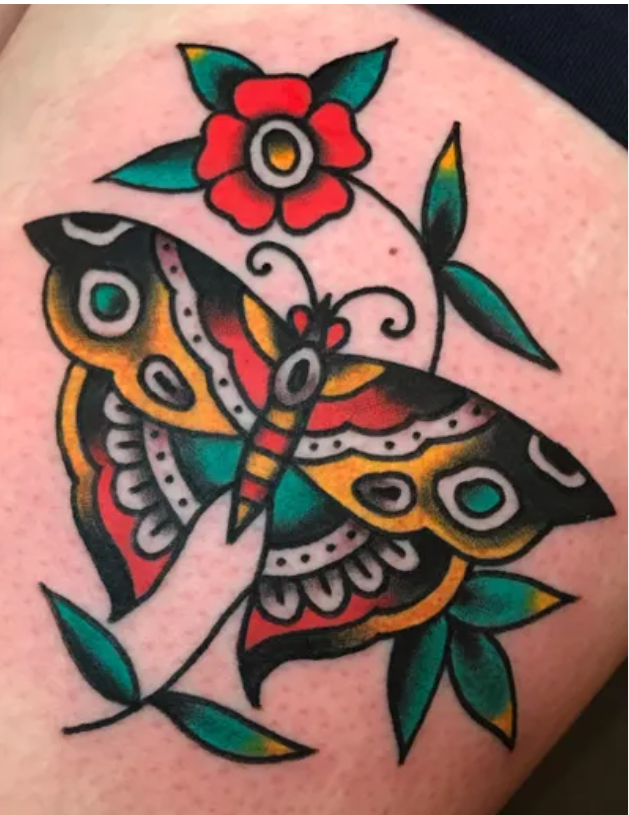 FLOWER AND BUTTERFLY TATTOO