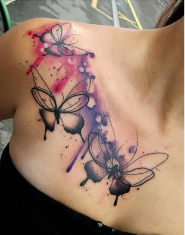 FLOWER AND BUTTERFLY TATTOO