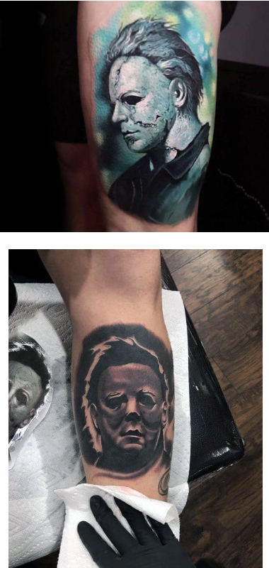 colorful Michael Myers tattoo