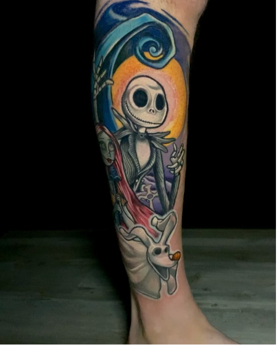 Jack Skellington tattoo with silly and zero