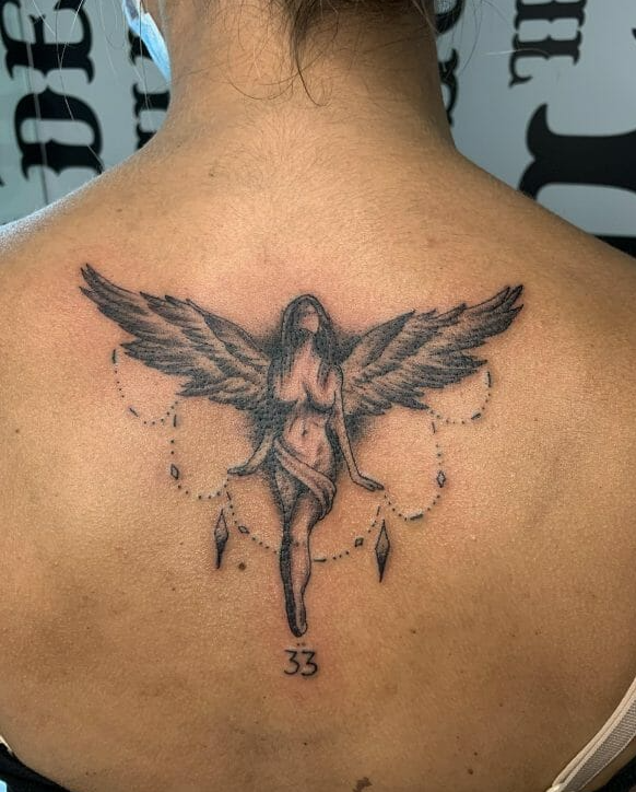 female protector guardian angel tattoo 