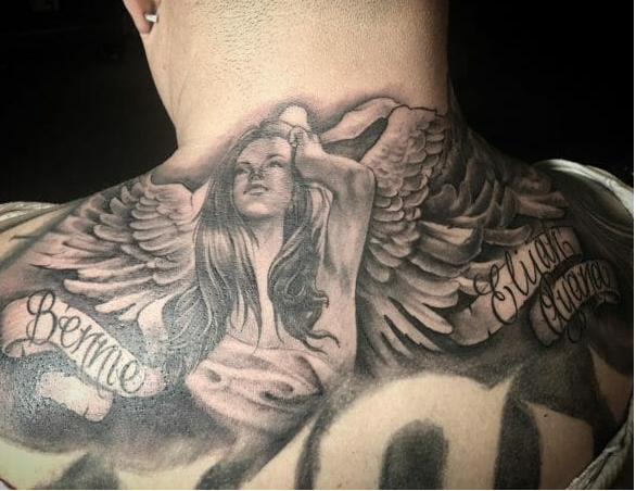 female protector guardian angel tattoo 