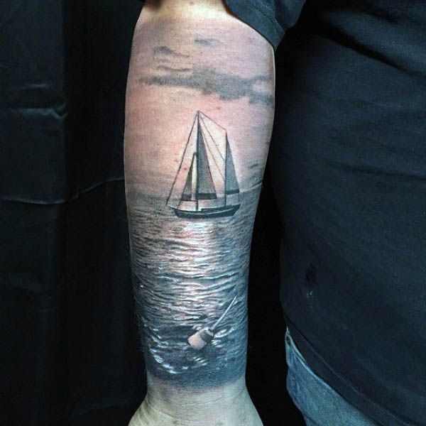 Black & White Sea Tattoo Sailboat Tattoo