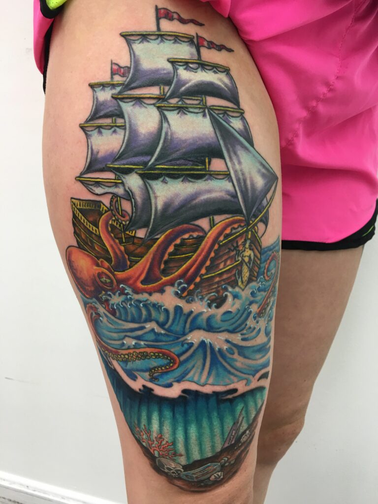 Pirate Ship Tattoo Waersplash Tattoo
